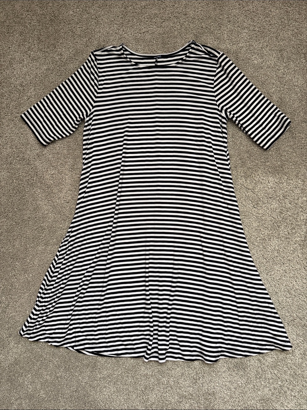 Old Navy Cotton Black and White Striped Stretchy Swing Dress S